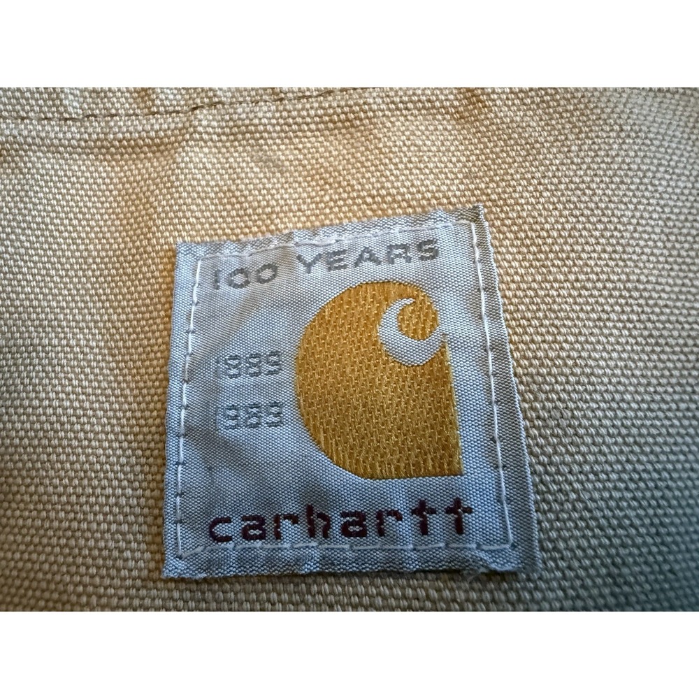 Vintage Carhartt USA Chore Coat Blanket Lined Tan Duck Work Jacket 100 Years Vtg - Picture 2 of 16